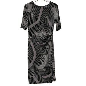 Banana Republic Black & White Dress Geometric Print Stretch Jersey Size M